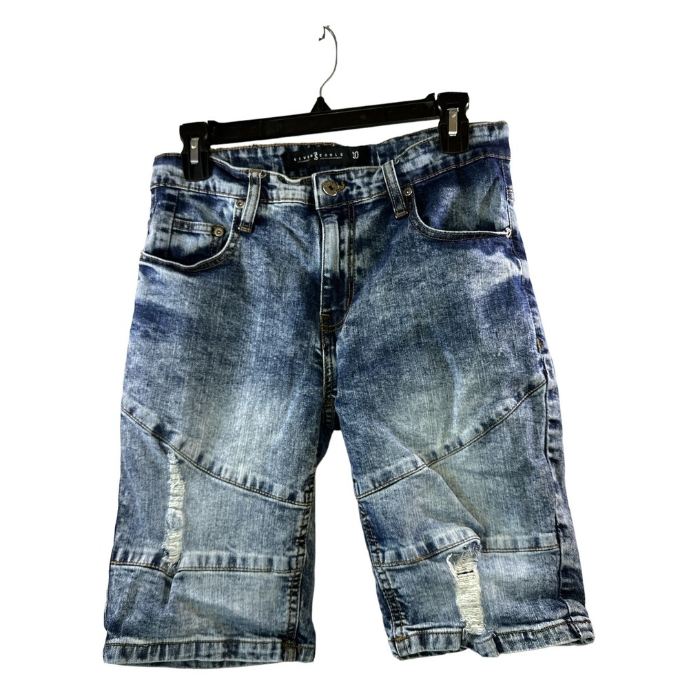 Seven Souls Mens Denim Shorts Size 30 Blue 98%Cotton2%Spandex